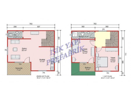 100 m2 İki Katlı Prefabrik