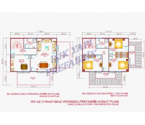 154 m2 İki Katlı Prefabrik