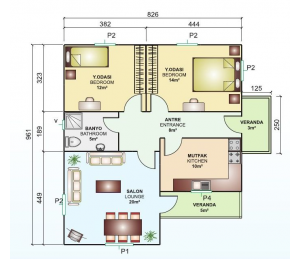 Tek Katlı 77 m2 Prefabrik Ev