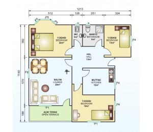 Tek Katlı 114 m2 Prefabrik Ev