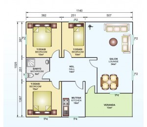 Tek Katlı 117 m2 Prefabrik Ev