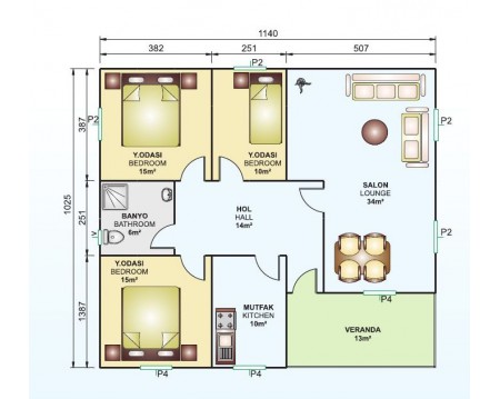 Tek Katlı 117 m2 Prefabrik Ev