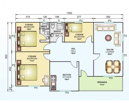 Tek Katlı 119 m2 Prefabrik Ev