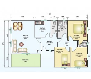 Tek Katlı 120 m2 Prefabrik Ev