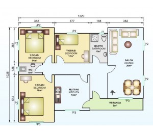 Tek Katlı 121 m2 Prefabrik Ev