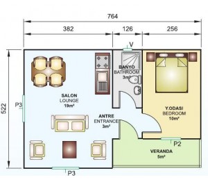 Tek Katlı 40 m2 Prefabrik Ev