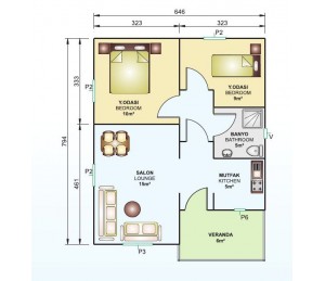 Tek Katlı 53 m2 Prefabrik Ev