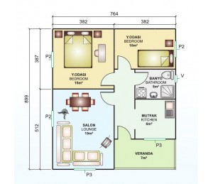 Tek Katlı 68 m2 Prefabrik Ev