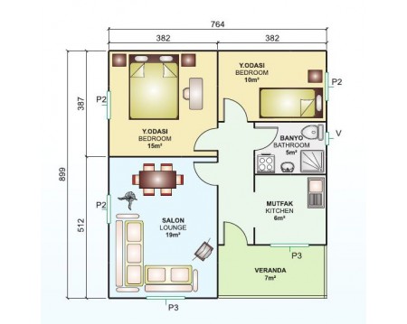 Tek Katlı 68 m2 Prefabrik Ev