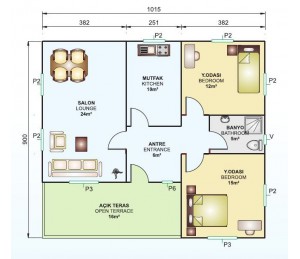 Tek Katlı 75 m2 Prefabrik Ev