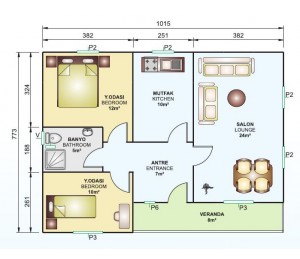 Tek Katlı 78 m2 Prefabrik Ev