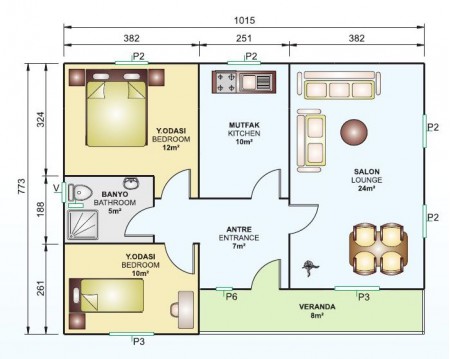 Tek Katlı 78 m2 Prefabrik Ev