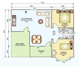 Tek Katlı 79 m2 Prefabrik Ev