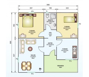 Tek Katlı 82 m2 Prefabrik Ev